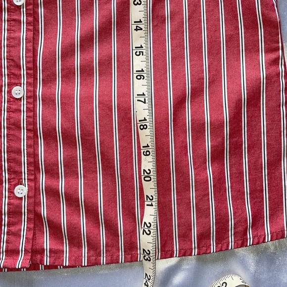 Vintage Villager Sport Tailored Button Down Red Oxford Stripe Preppy Retro Sz M - Picture 7 of 9